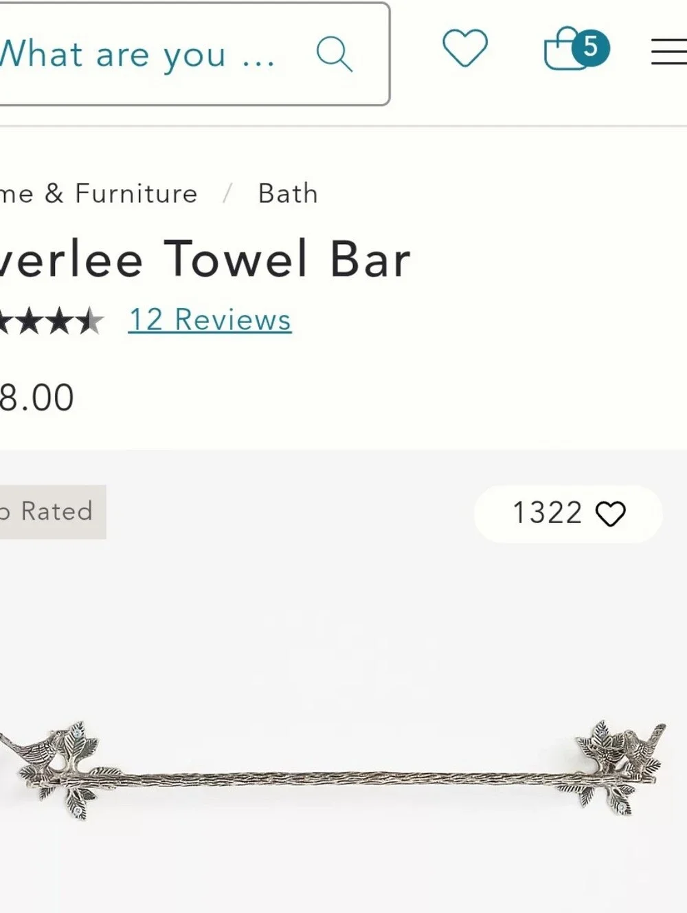 Anthropologie Everlee Towel Bar New